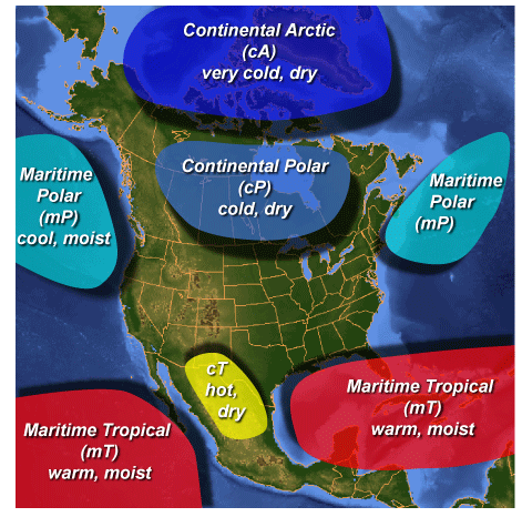 Air Masses Map Of North America - Franco Porter